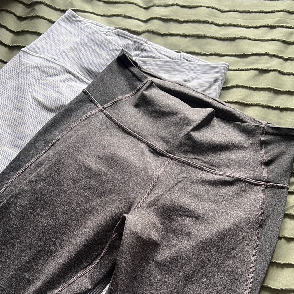 lululemon athletica Gray and Light Blue Stripe High-Rise Leggings (Bundle)